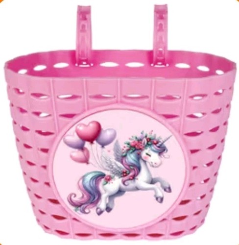 Pink kids bike basket front - pink,